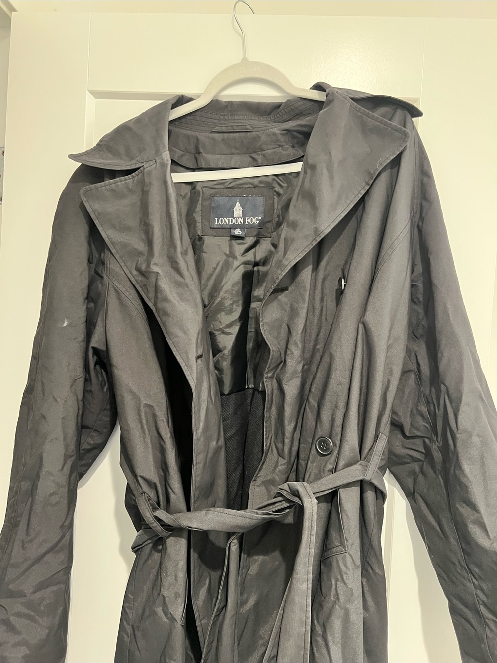 London Fog Women's Charcoal Trench Coat with Belt